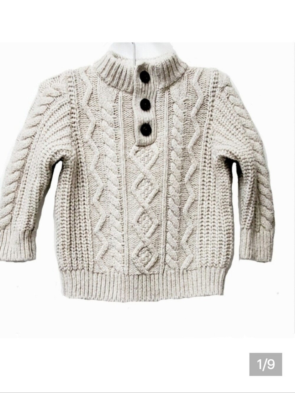 Baby GAP Cable Knit Mock Pullover Cream Sweater Size 12-18 Mos Toddler